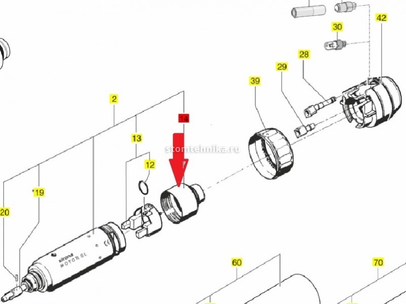 Корпус щеткодержателя для микромотора Sirona SL/SL ISO арт 5942875